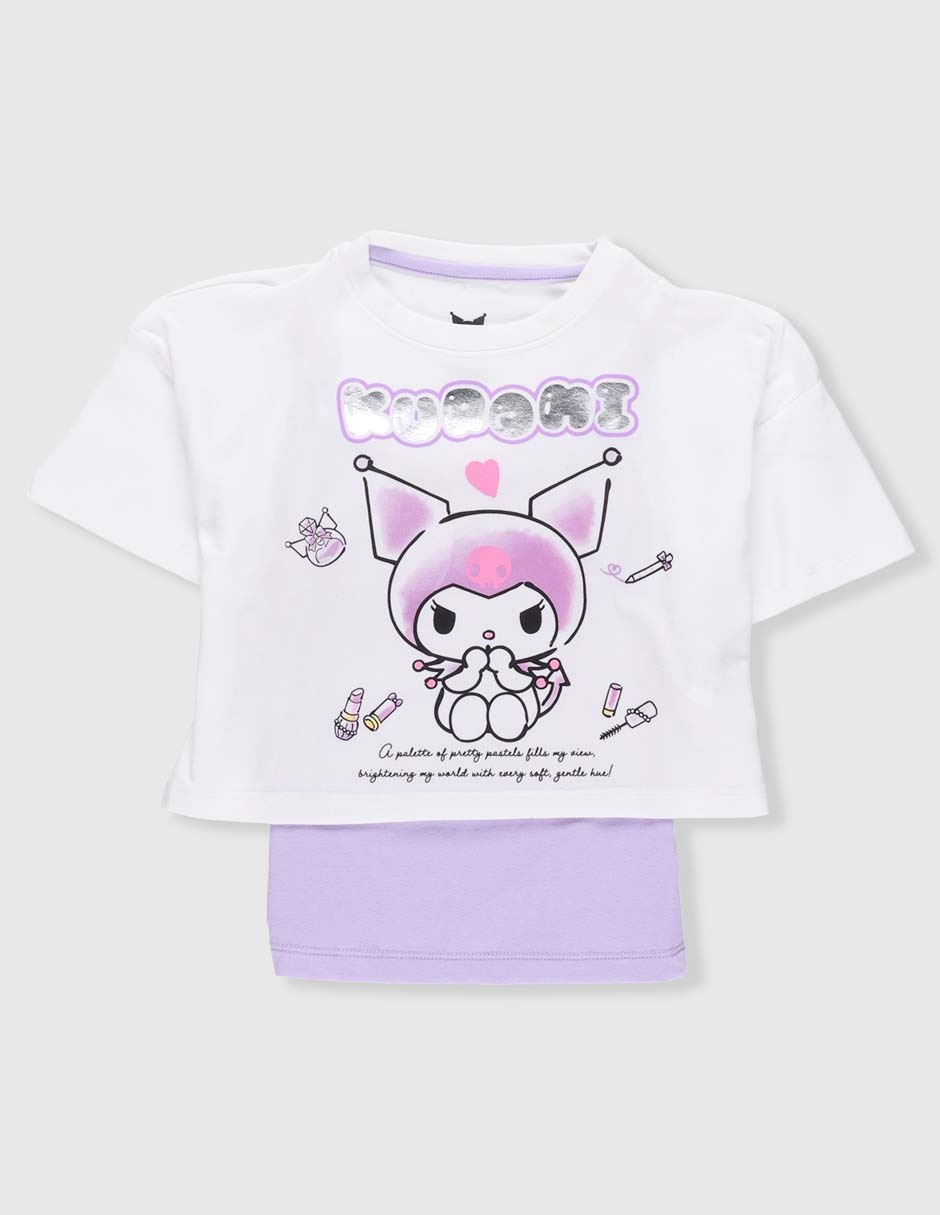 Playera Kuromi manga corta para niña