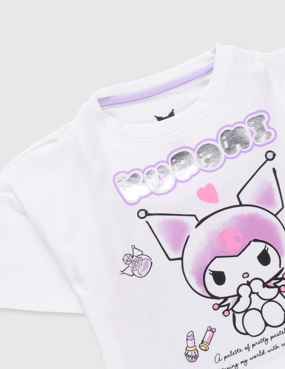 Playera Kuromi manga corta para niña 3