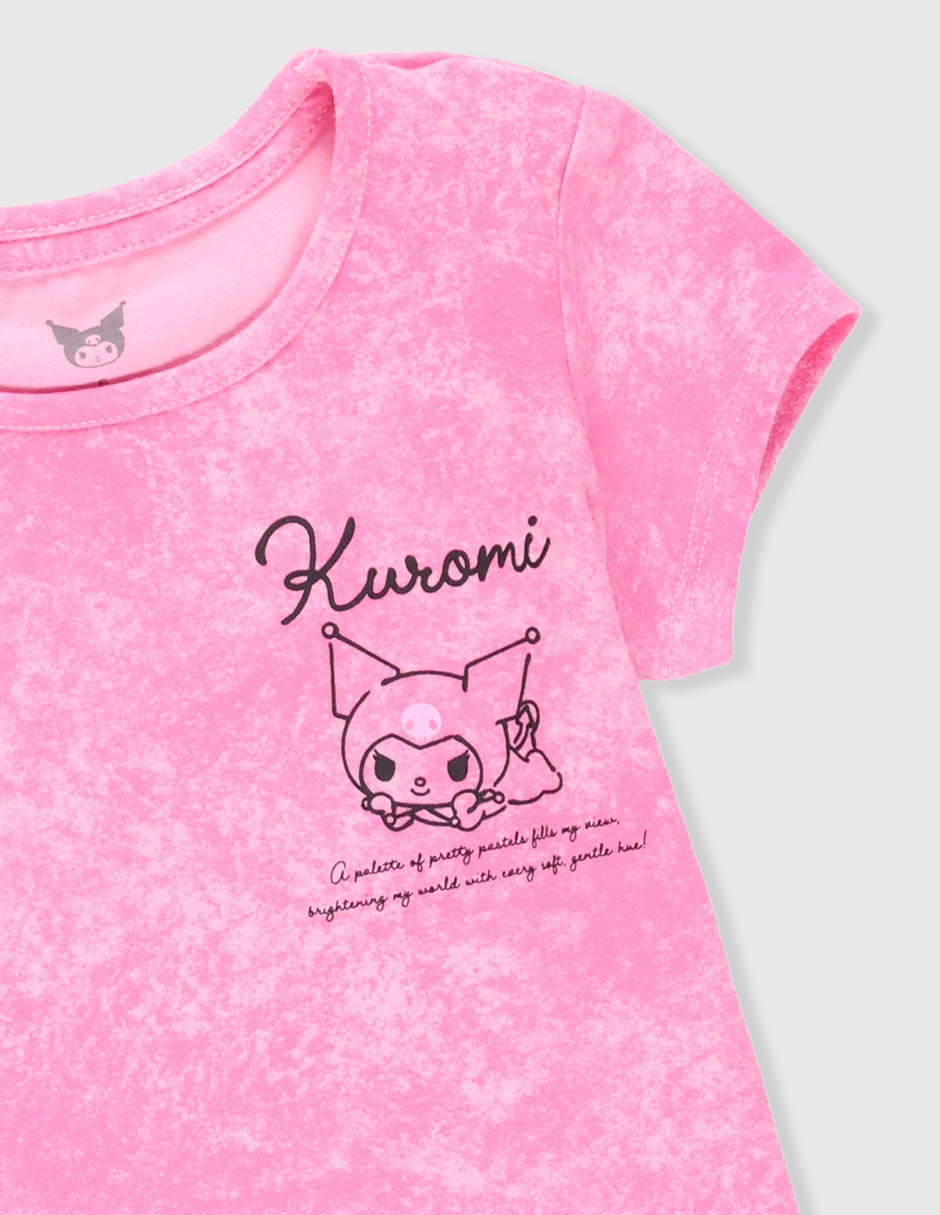 Playera Kuromi manga corta para niña 3