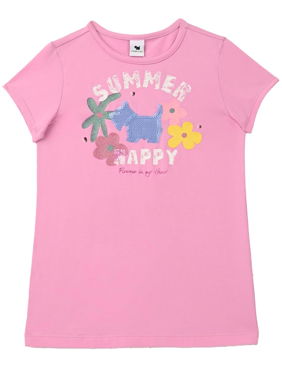 Playera Happy manga corta para niña