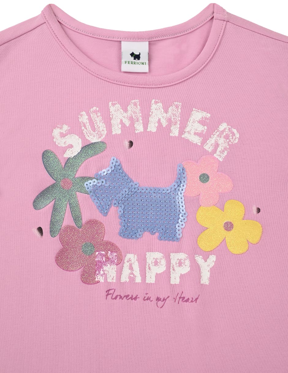 Playera Happy manga corta para niña 2