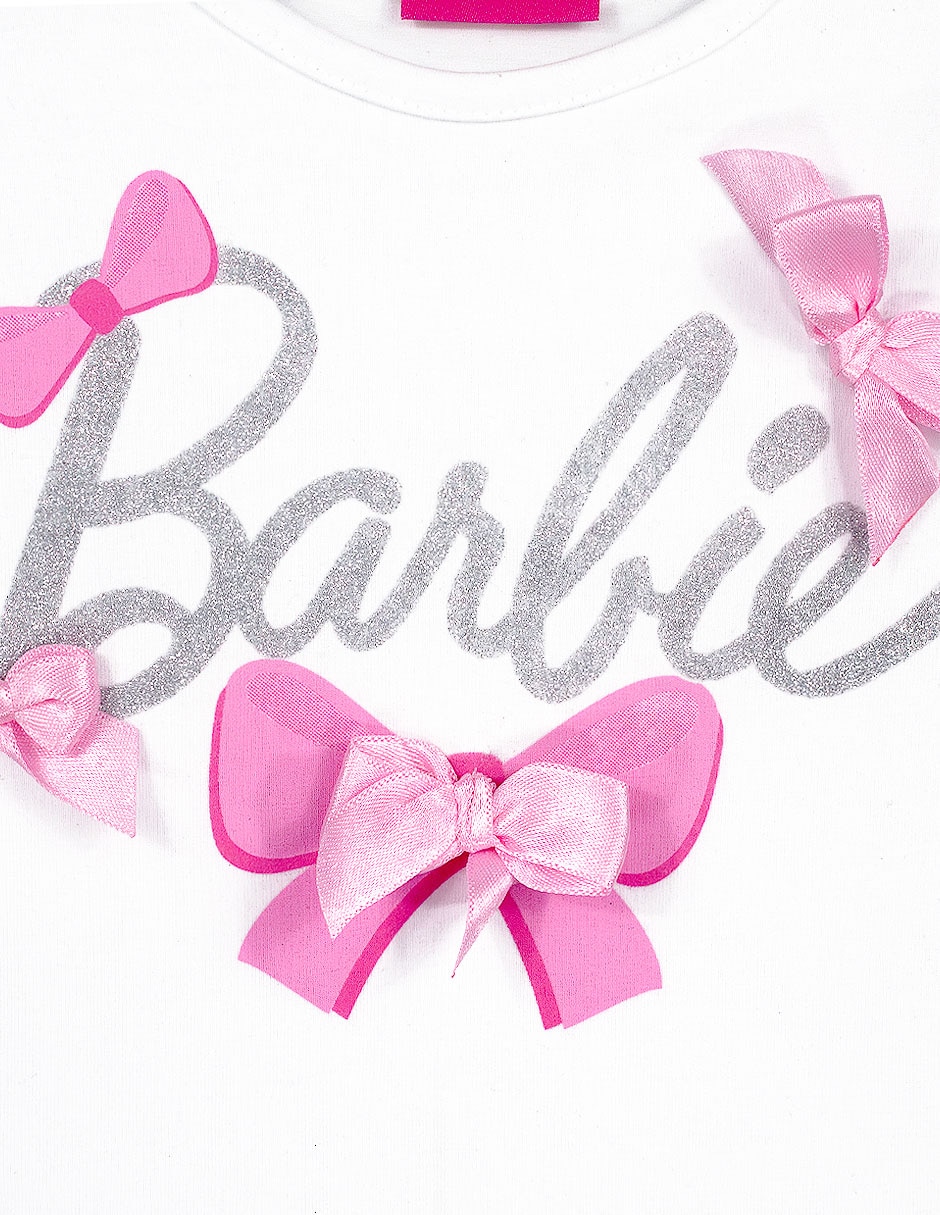 Playera Barbie manga corta para niña 3