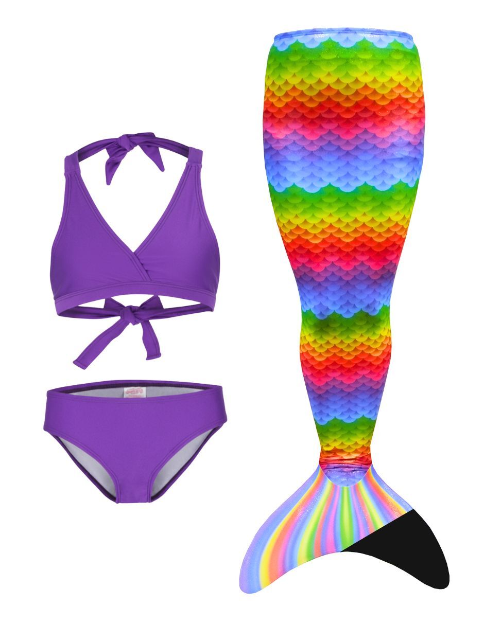 Traje de baño cola de sirena para nadar Funny Rainbow Scales para niña Traje de baño cola de sirena para nadar Funny Rainbow Scales para niña