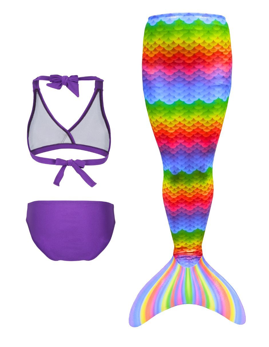 Traje de baño cola de sirena para nadar Funny Rainbow Scales para niña 2
