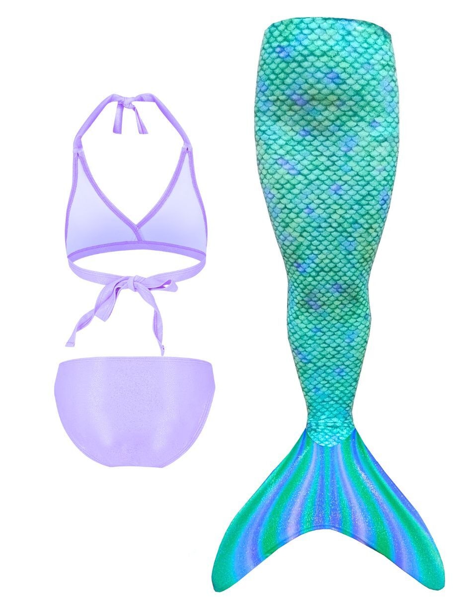 Traje de baño cola de Sirena para nadar Green Scales para niña 2