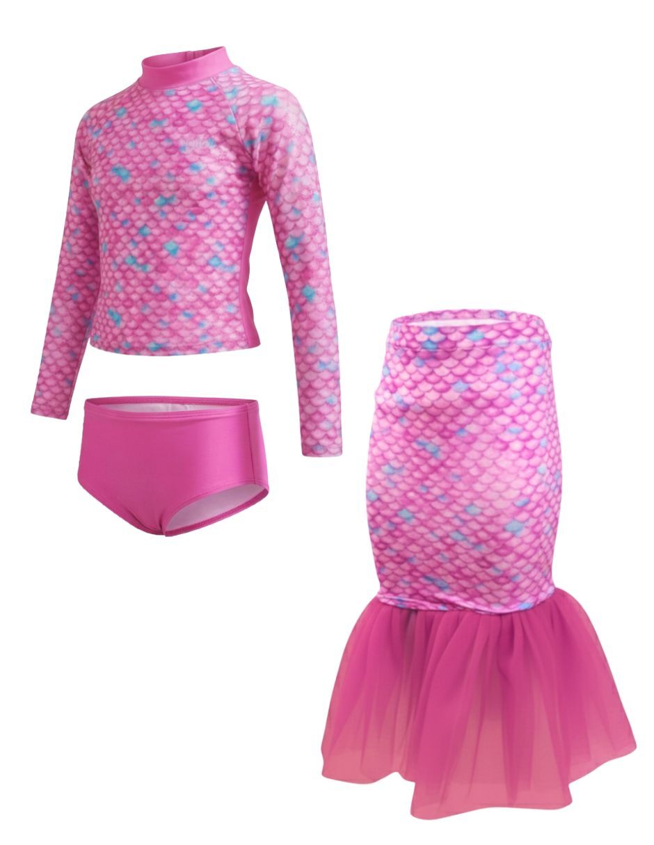 Traje de baño completo Pink Scales sirena para niña 2