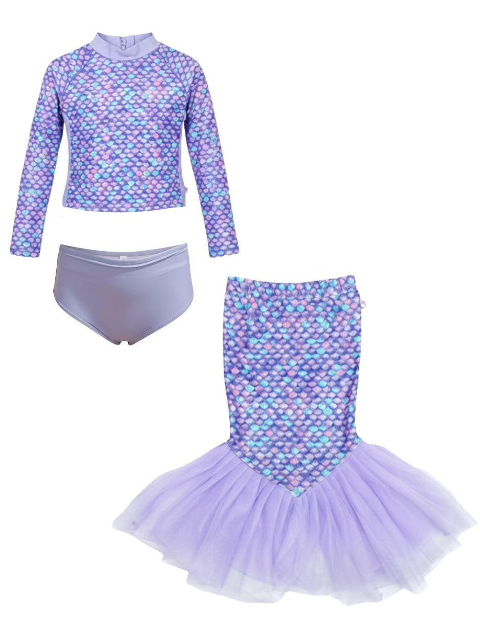 Traje de baño completo Purple Scales sirena para niña