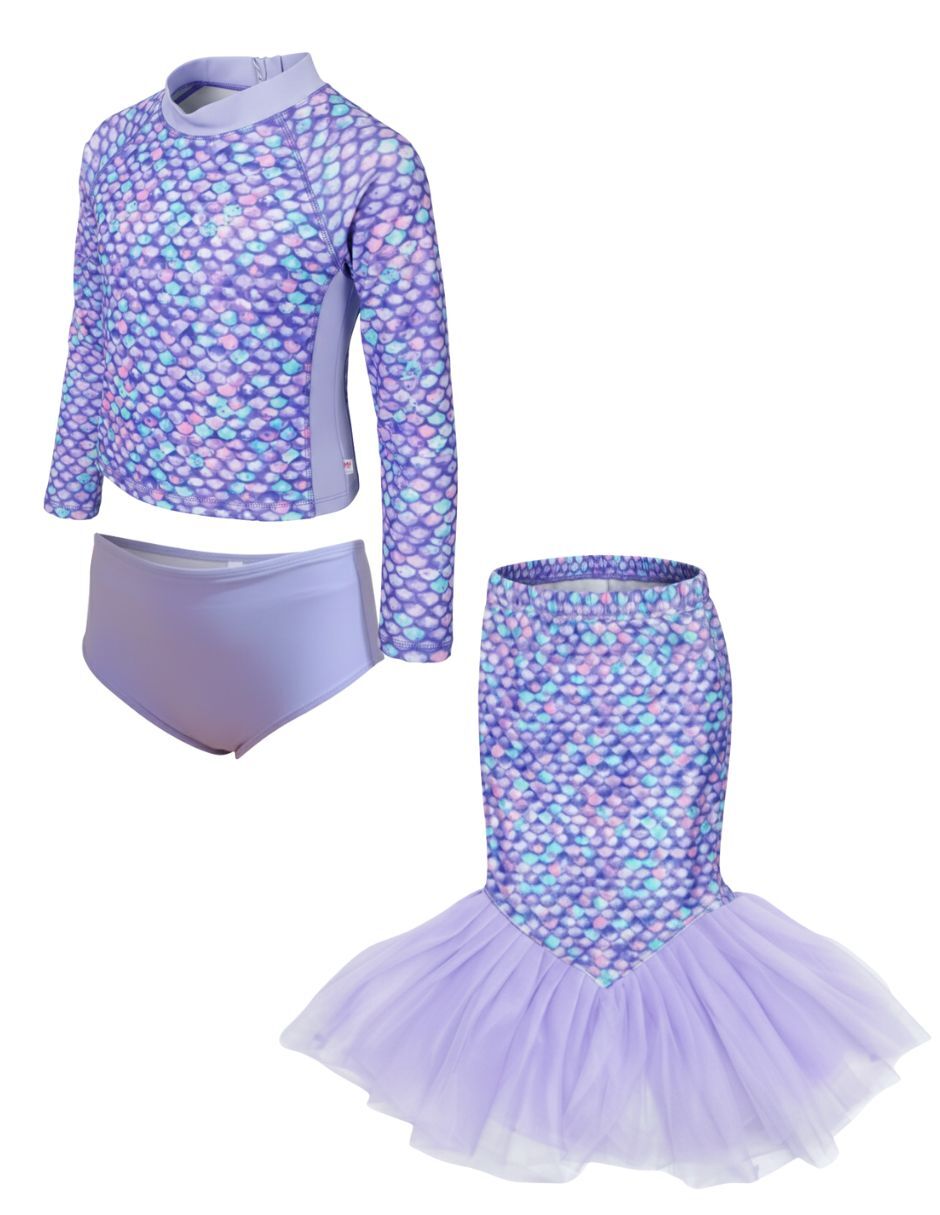 Traje de baño completo Purple Scales sirena para niña 2