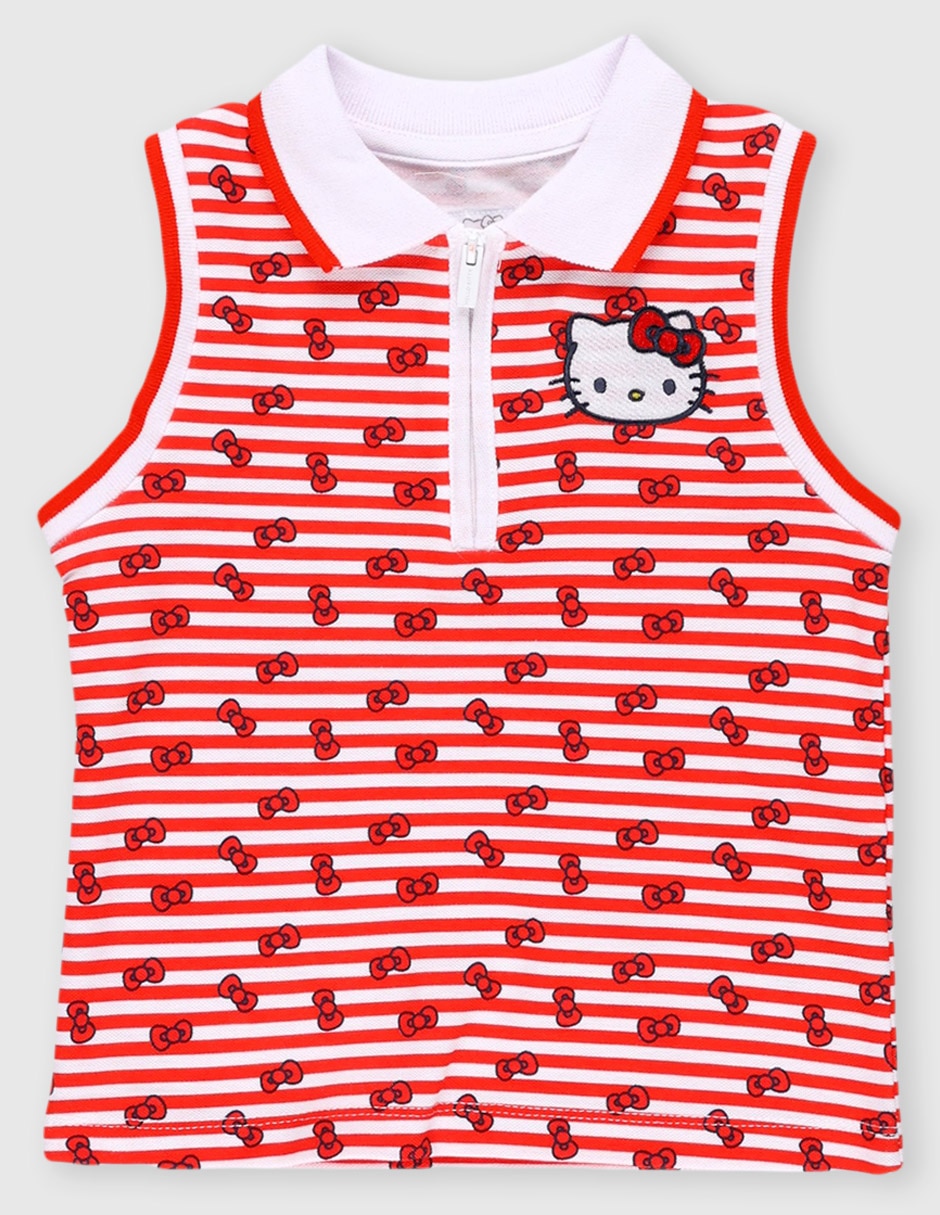 Playera tipo polo Hello Kitty de algodón para niña 1
