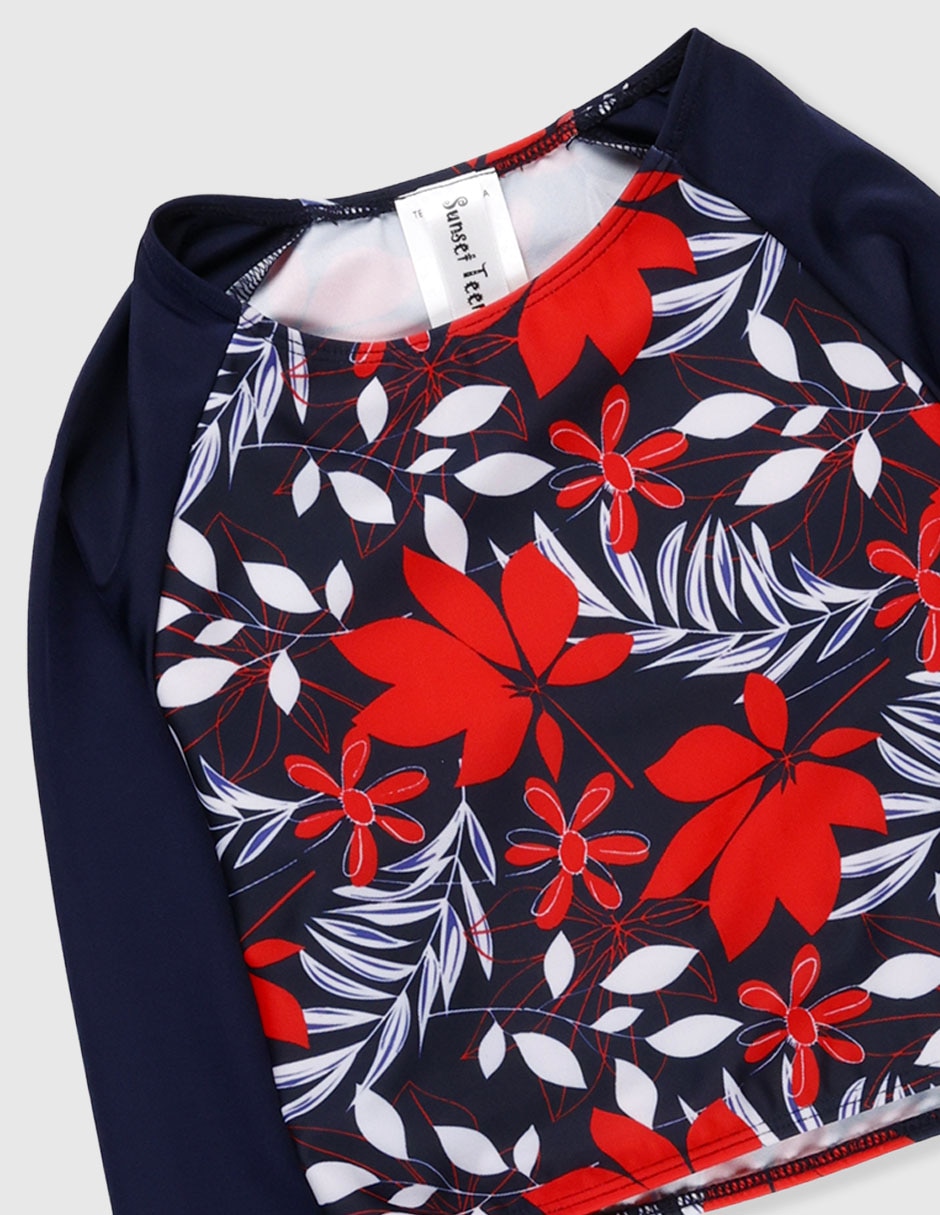 Conjunto wetshirt estampado floral para niña 3