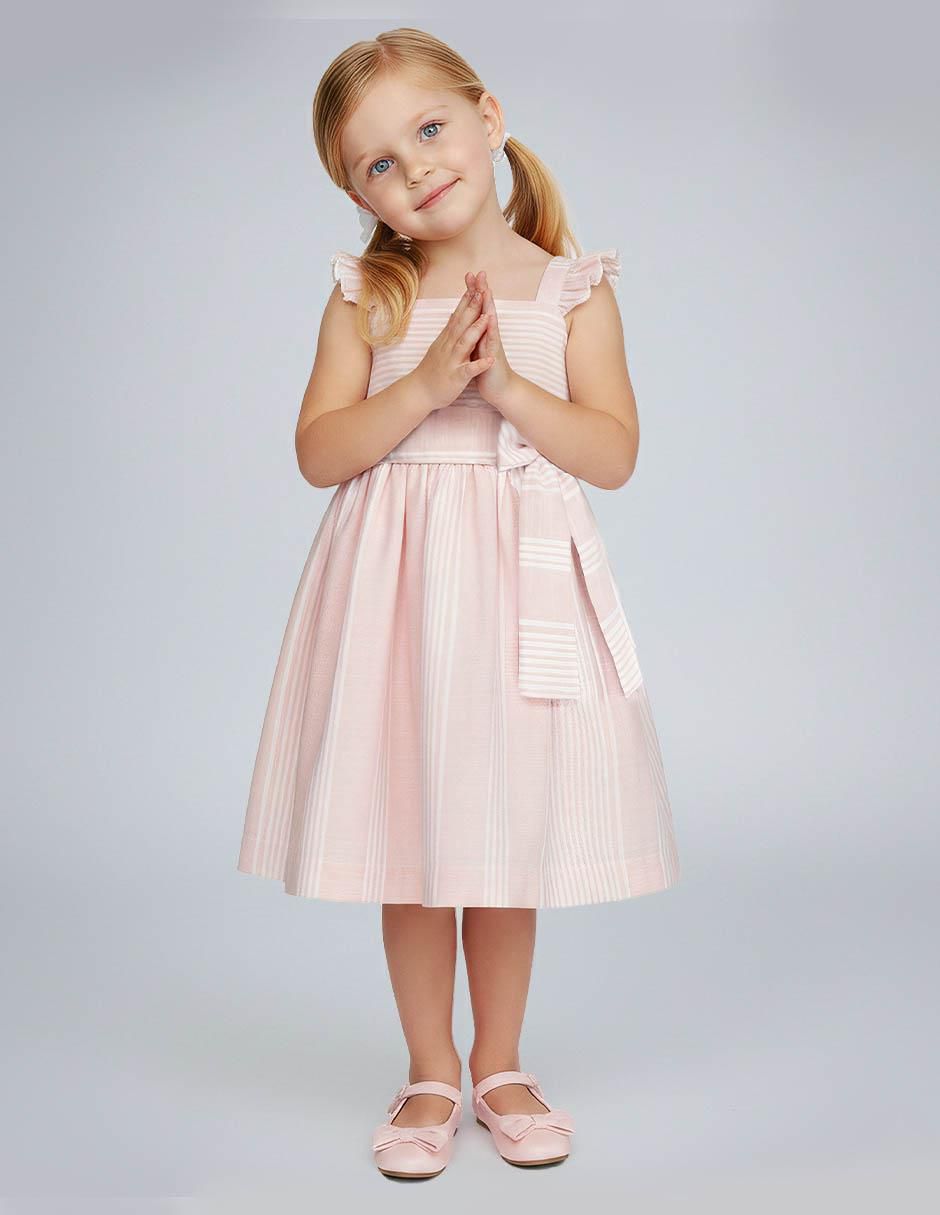 Vestido manga con pliegues para niña Vestido manga con pliegues para niña